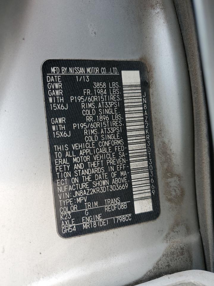 JN8AZ2KR3DT303669 2013 Nissan Cube S