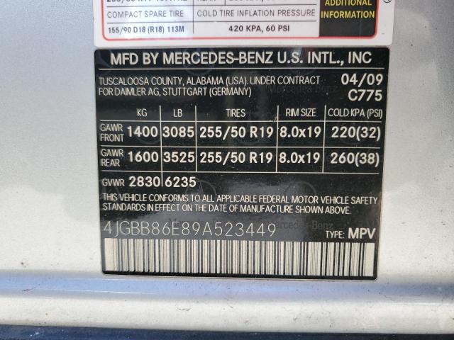 2009 Mercedes-Benz Ml 350 VIN: 4JGBB86E89A523449 Lot: 52699504