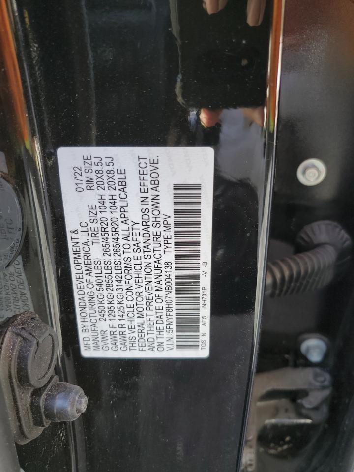 5FNYF8H07NB004138 2022 Honda Passport Elite