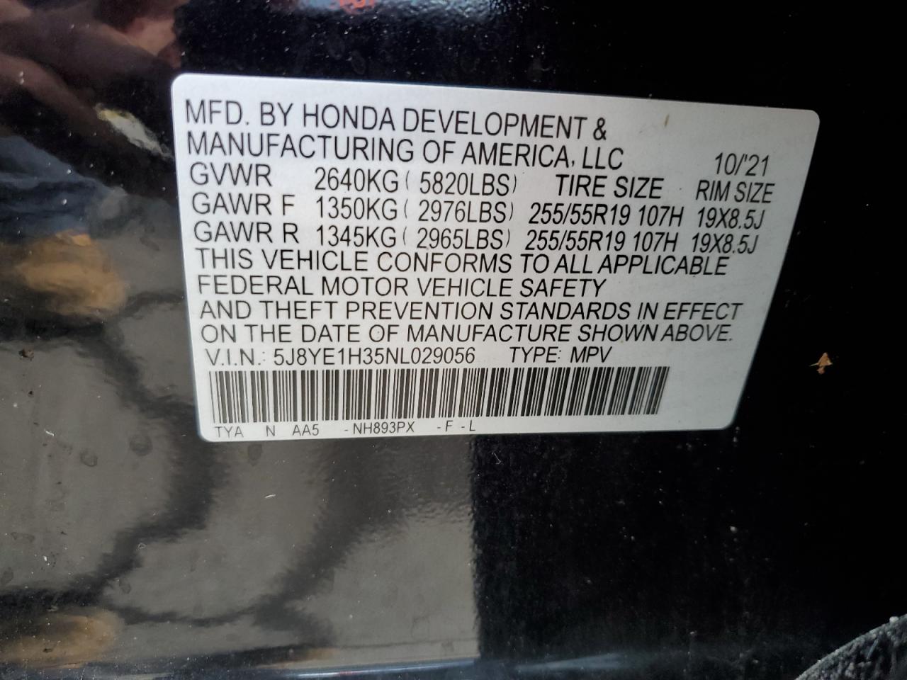 5J8YE1H35NL029056 2022 Acura Mdx