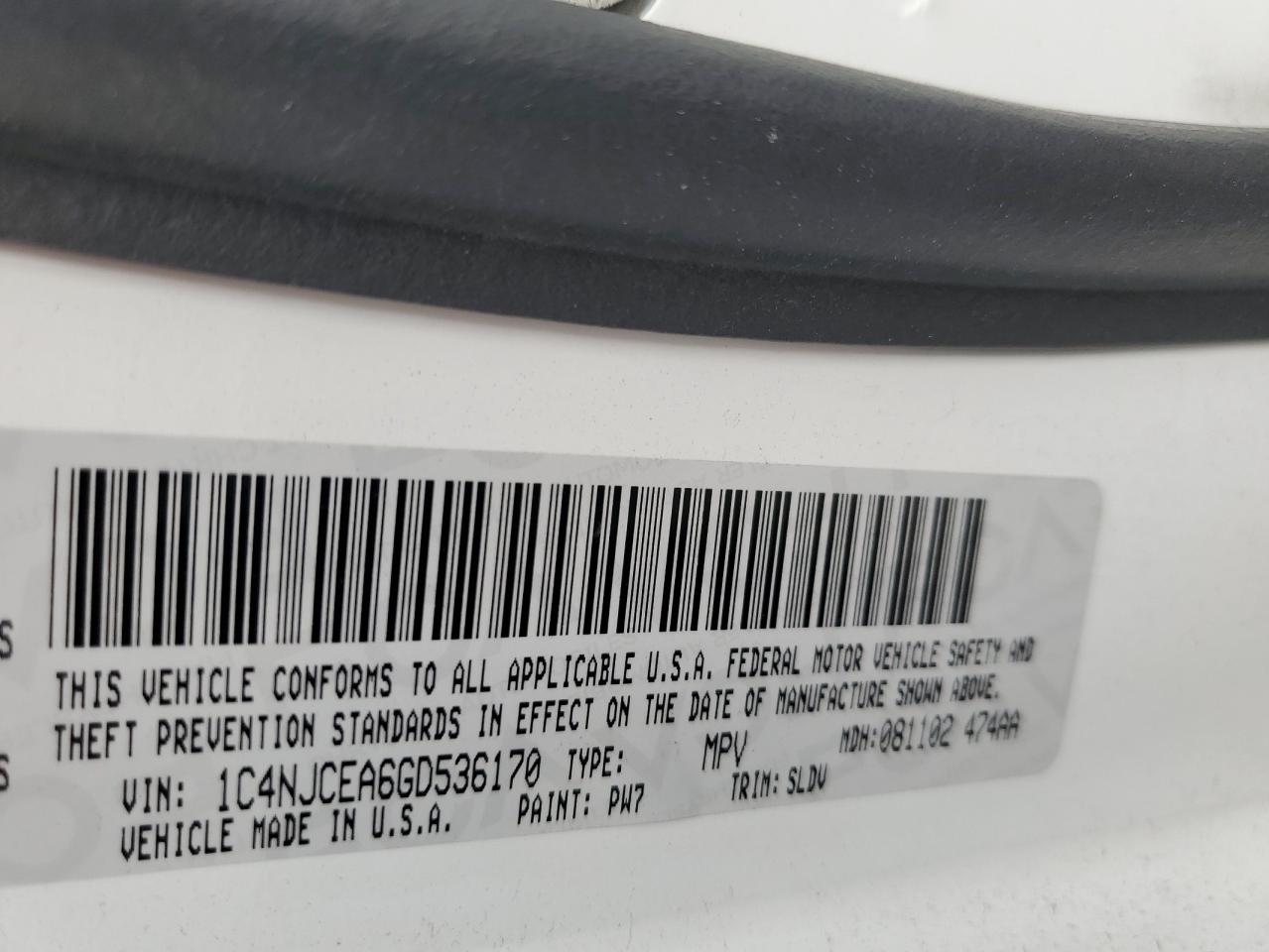 1C4NJCEA6GD536170 2016 Jeep Compass Latitude