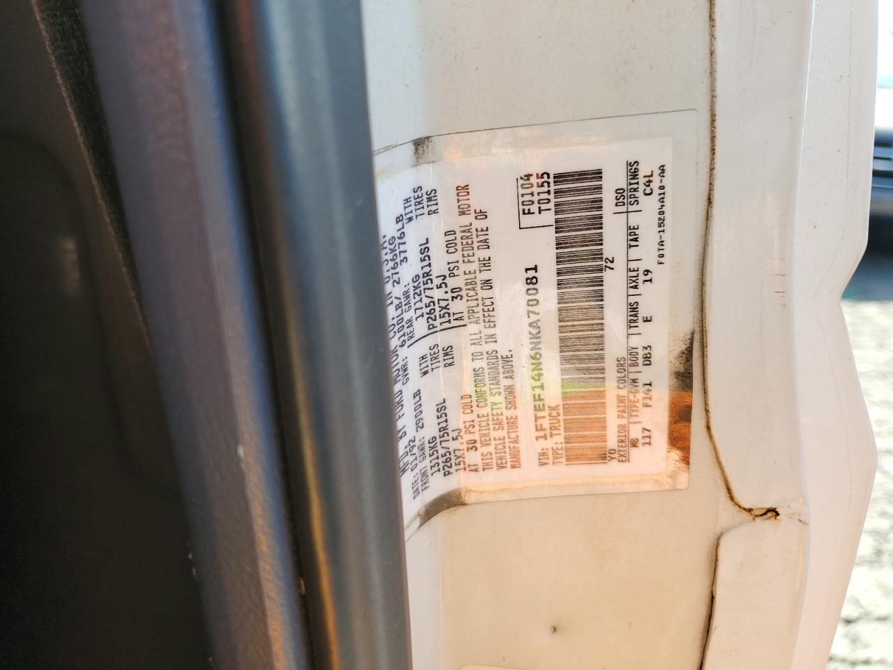 1FTEF14N6NKA70081 1992 Ford F150