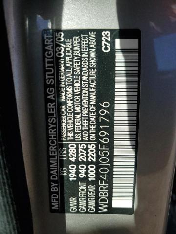 2005 Mercedes-Benz C 230K Sport Sedan VIN: WDBRF40J05F691796 Lot: 56913154