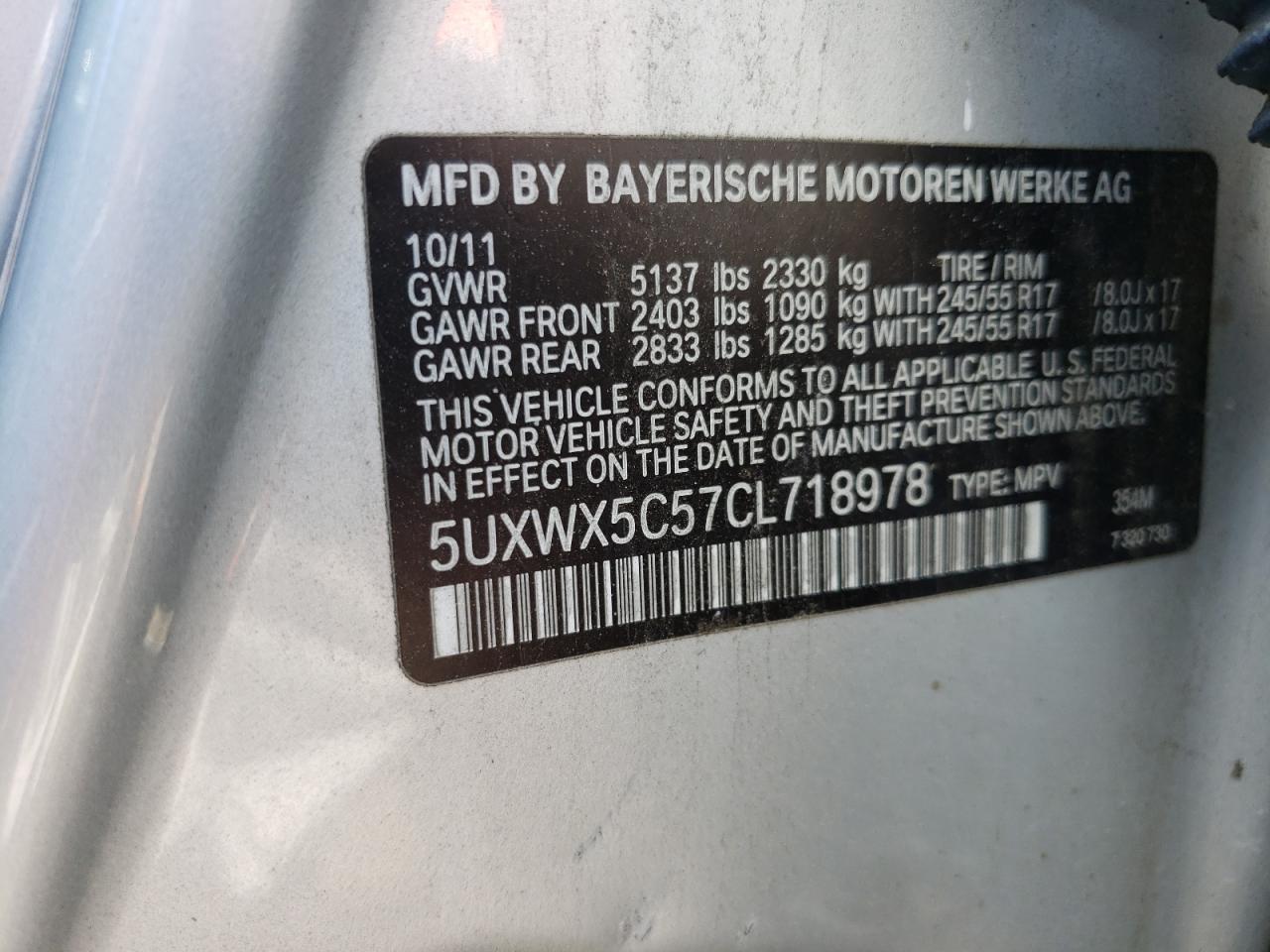 5UXWX5C57CL718978 2012 BMW X3 xDrive28I