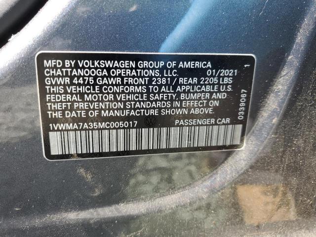 2021 Volkswagen Passat R-Line VIN: 1VWMA7A35MC005017 Lot: 56733264