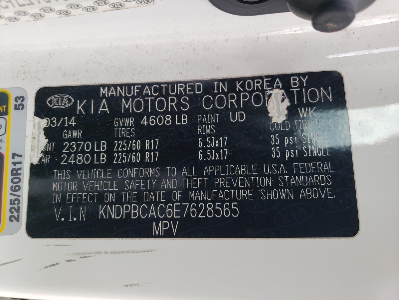 KNDPBCAC6E7628565 2014 Kia Sportage Lx