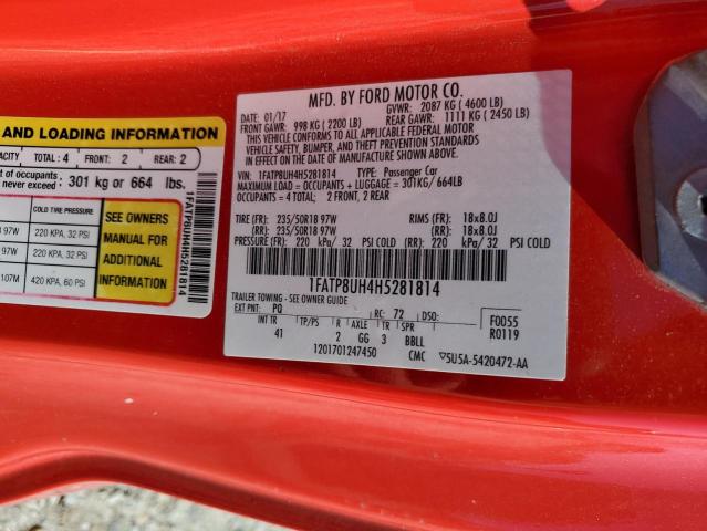 2017 FORD MUSTANG - 1FATP8UH4H5281814
