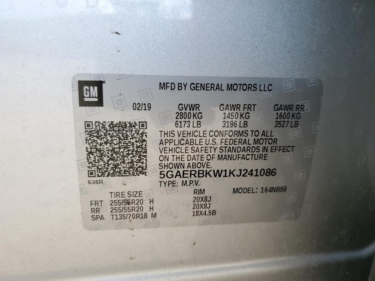 5GAERBKW1KJ241086 2019 Buick Enclave Essence