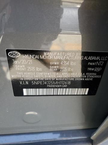 2021 Hyundai Sonata Sel Plus VIN: 5NPEJ4J25MH112618 Lot: 54999254