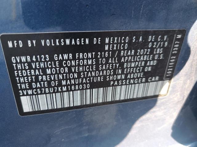 2019 Volkswagen Jetta S VIN: 3VWC57BU7KM168030 Lot: 54906864