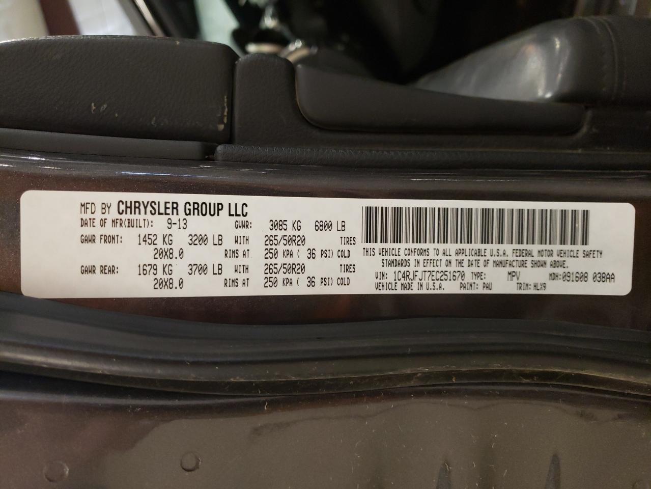 1C4RJFJT7EC251670 2014 Jeep Grand Cherokee Summit
