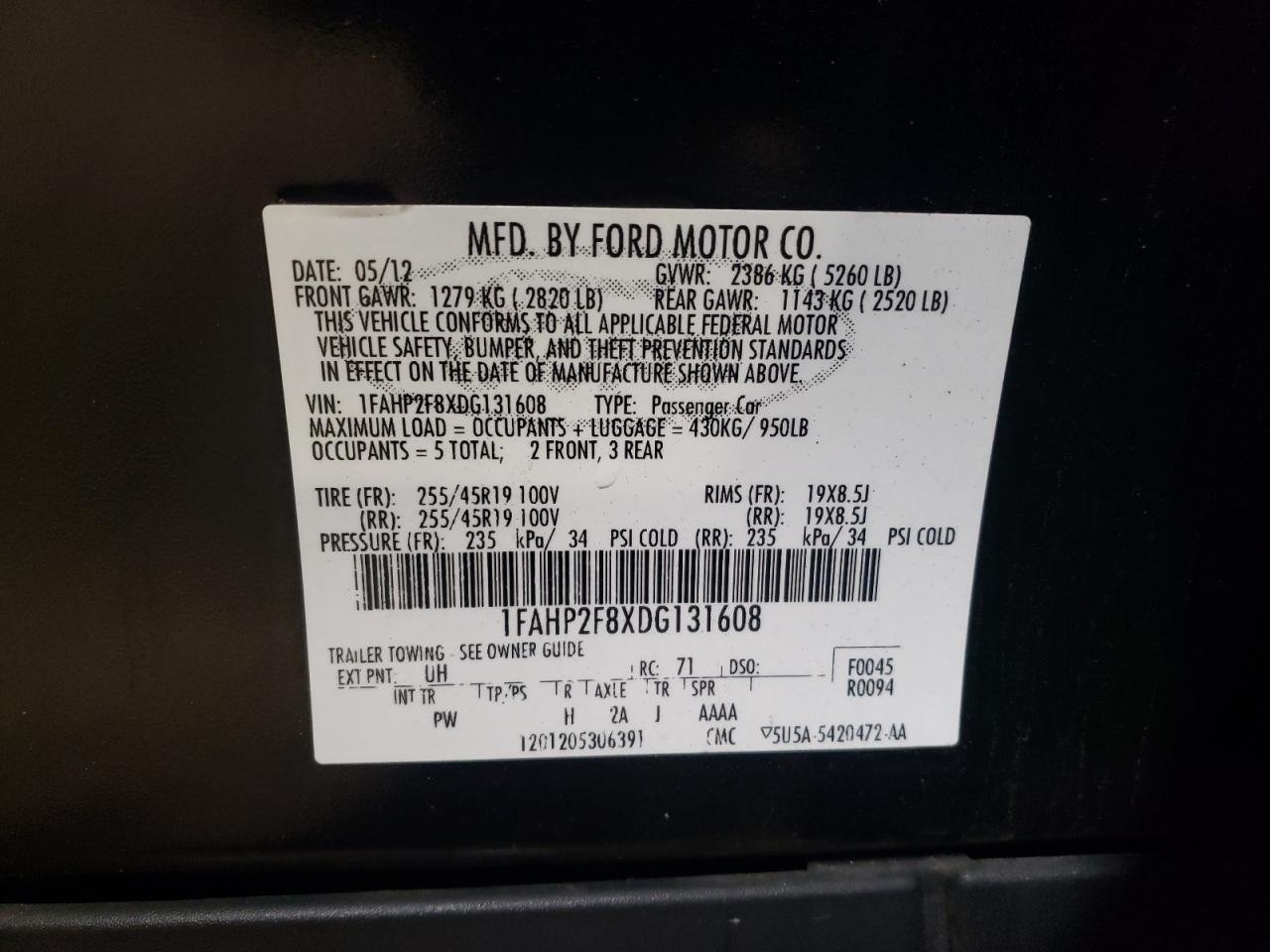 1FAHP2F8XDG131608 2013 Ford Taurus Limited