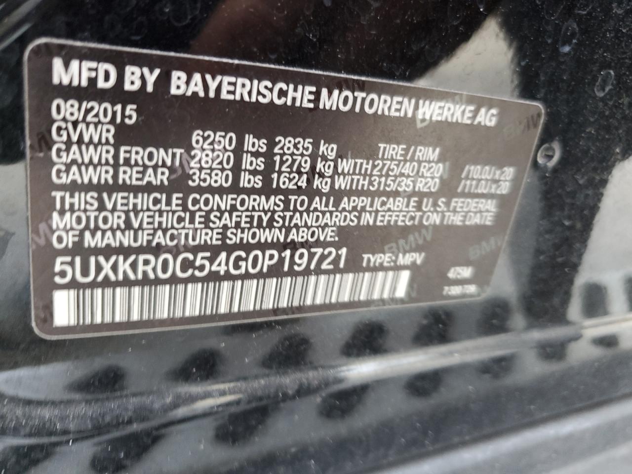 5UXKR0C54G0P19721 2016 BMW X5 xDrive35I