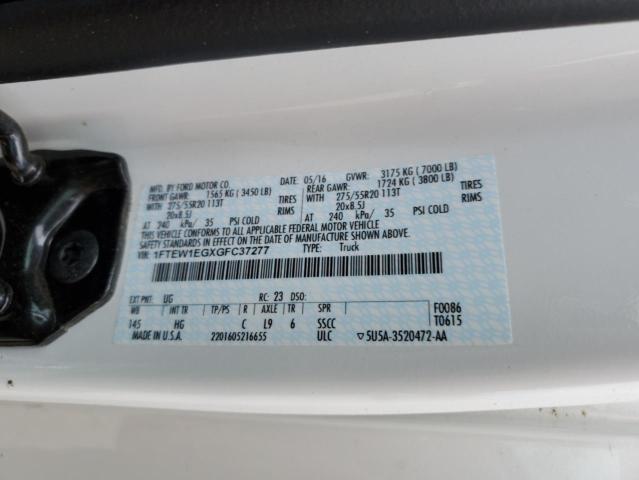 2016 Ford F150 Supercrew VIN: 1FTEW1EGXGFC37277 Lot: 54056934