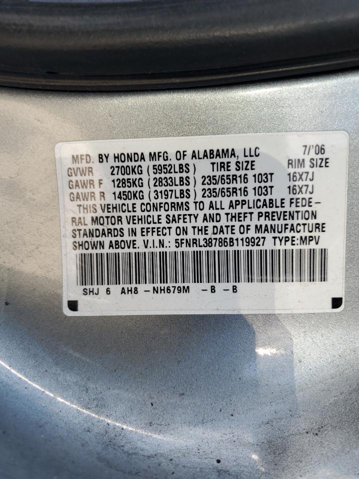 5FNRL38786B119927 2006 Honda Odyssey Exl