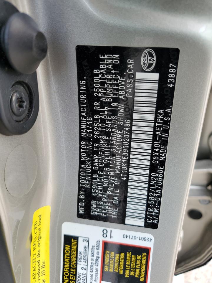 4T1BK1EB9GU207486 2016 Toyota Avalon Xle