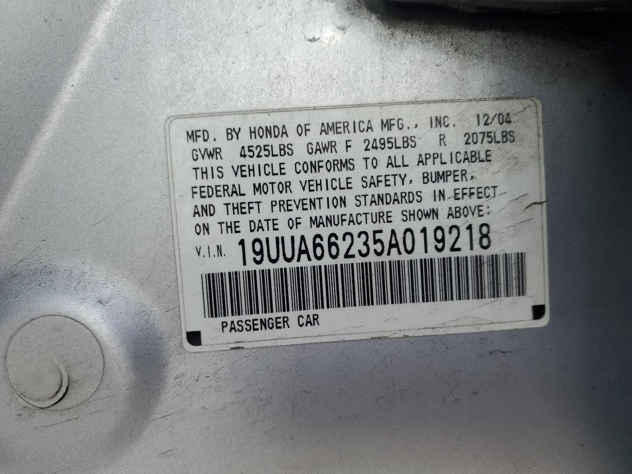 19UUA66235A019218 2005 Acura Tl