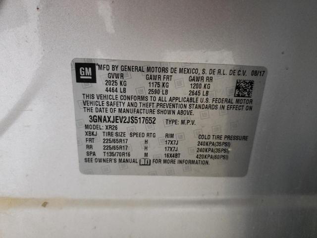 2018 Chevrolet Equinox Lt VIN: 3GNAXJEV2JS517652 Lot: 55529154