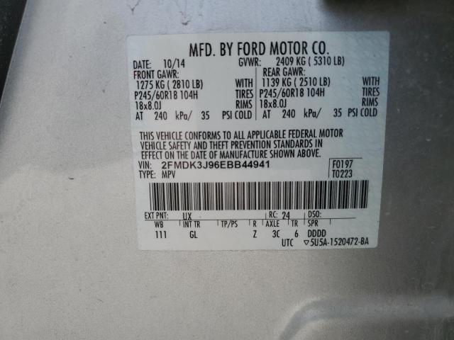 2014 Ford Edge Sel VIN: 2FMDK3J96EBB44941 Lot: 54608464