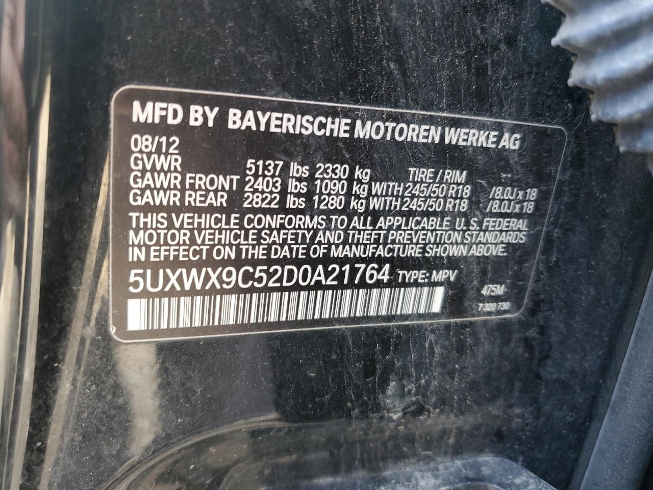 5UXWX9C52D0A21764 2013 BMW X3 xDrive28I