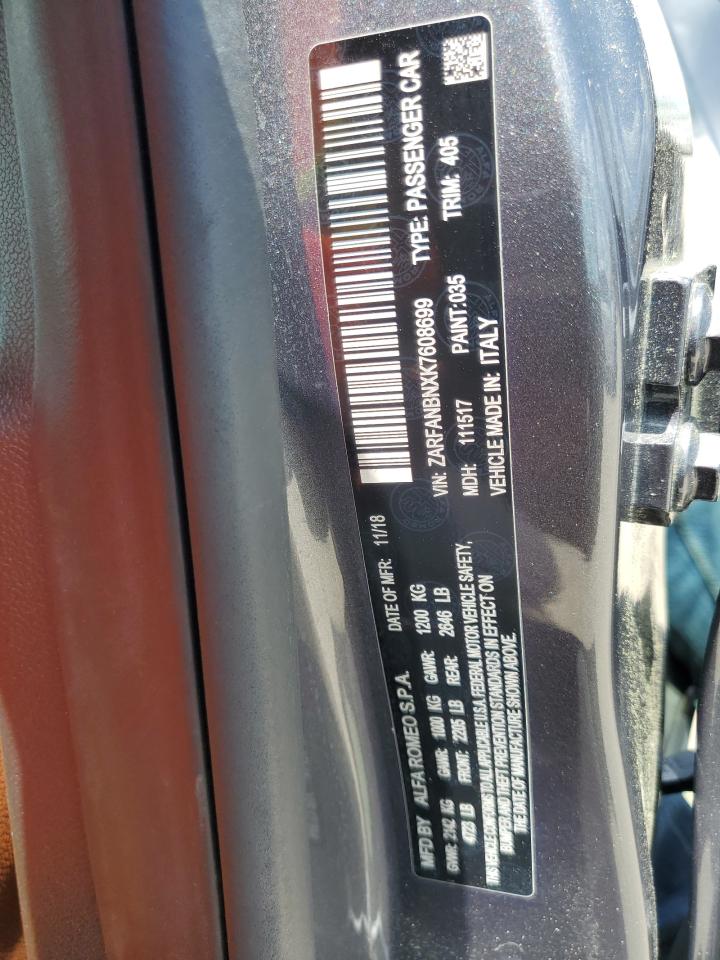ZARFANBNXK7608699 2019 Alfa Romeo Giulia Ti