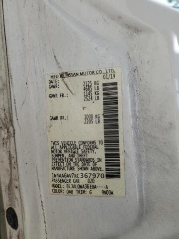 2019 Nissan Maxima S VIN: 1N4AA6AV7KC367970 Lot: 56056914