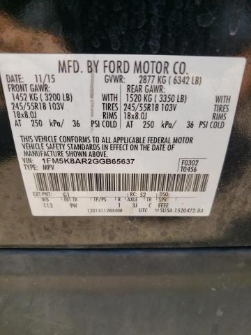 2016 Ford Explorer Police Interceptor VIN: 1FM5K8AR2GGB65637 Lot: 56946674