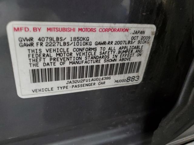 2010 Mitsubishi Lancer Es/Es Sport VIN: JA32U2FU1AU014386 Lot: 54613134