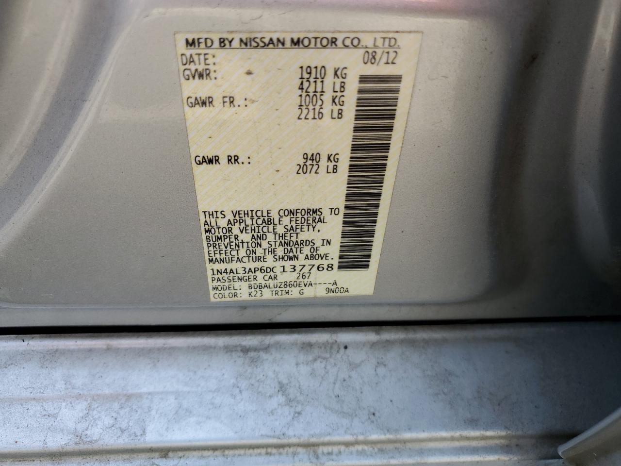 1N4AL3AP6DC137768 2013 Nissan Altima 2.5