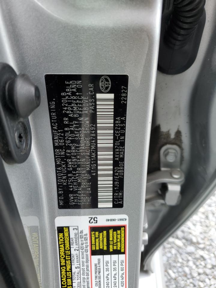 4T1G11AK7MU478492 2021 Toyota Camry Se