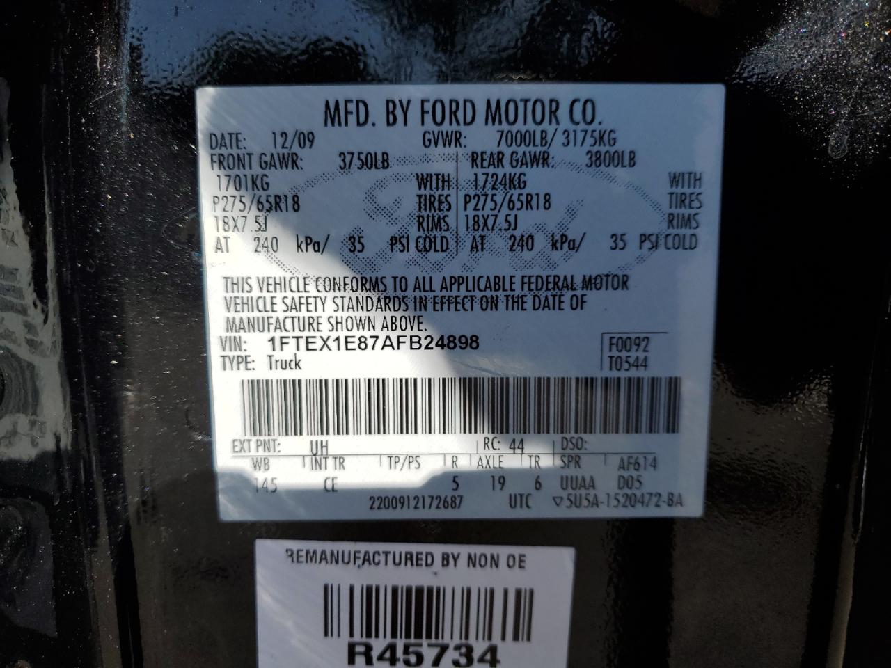 1FTEX1E87AFB24898 2010 Ford F150 Super Cab