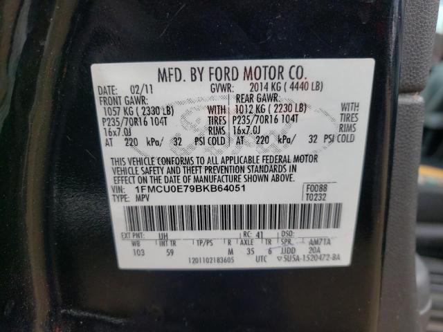 2011 Ford Escape Limited VIN: 1FMCU0E79BKB64051 Lot: 54792964