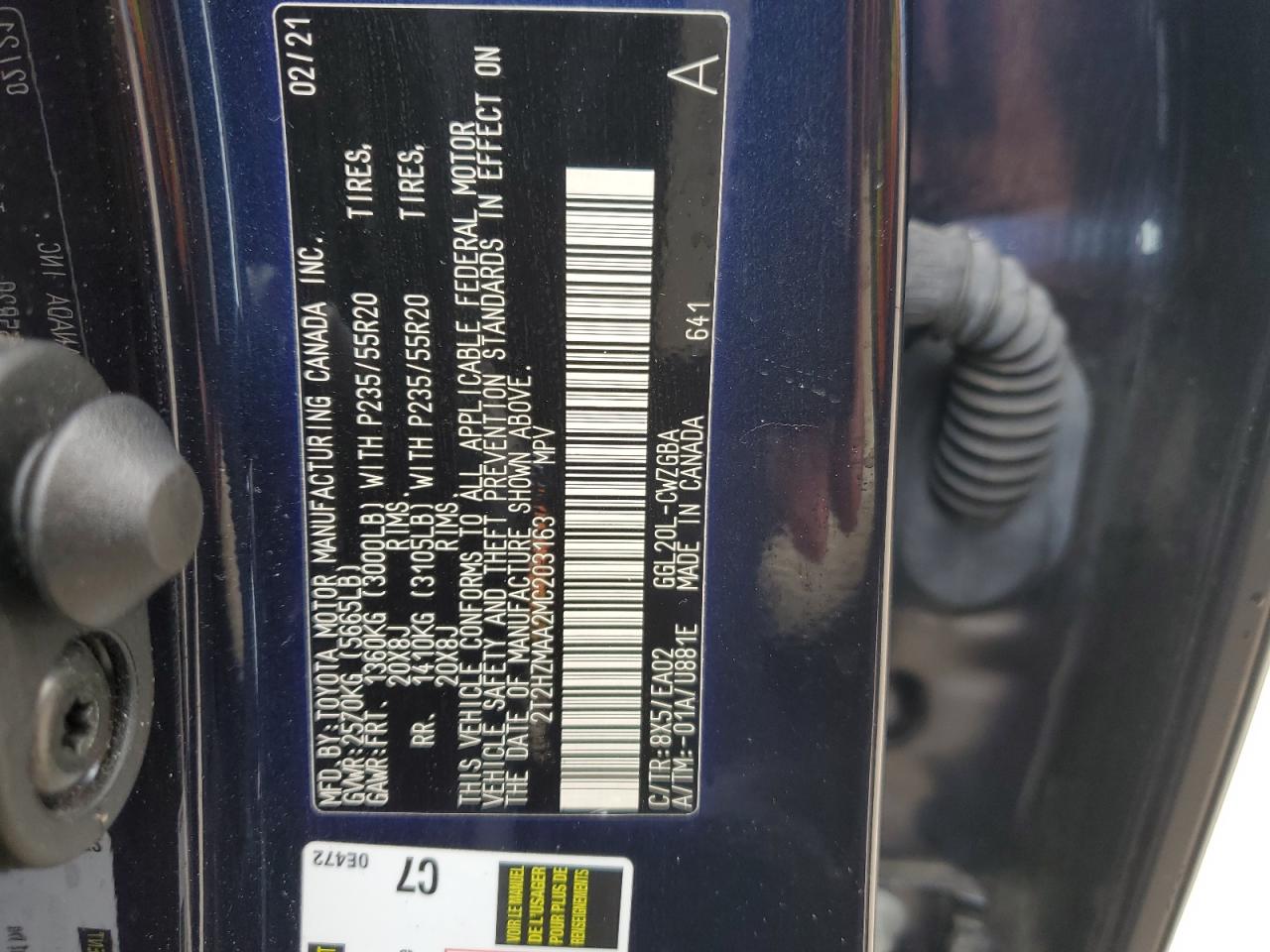 2T2HZMAA2MC203163 2021 Lexus Rx 350