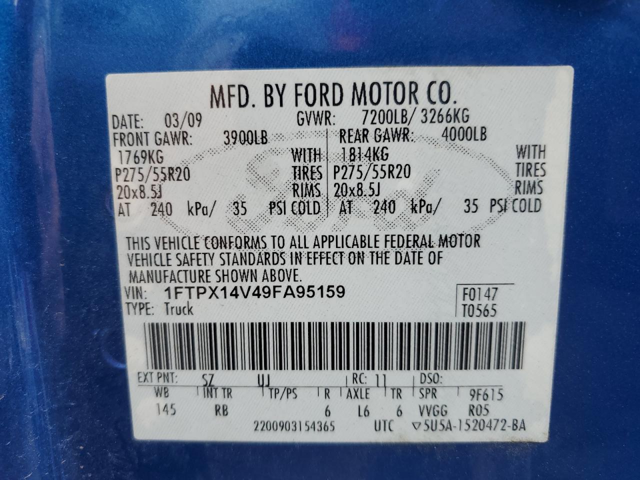 1FTPX14V49FA95159 2009 Ford F150 Super Cab