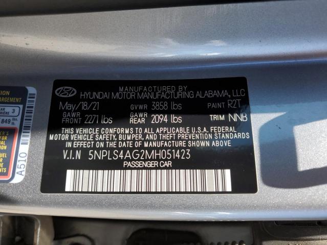 2021 Hyundai Elantra Sel VIN: 5NPLS4AG2MH051423 Lot: 55570784