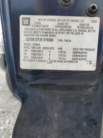 2005 GMC New Sierra K1500 VIN: 2GTEK13T351316399 Lot: 54597224