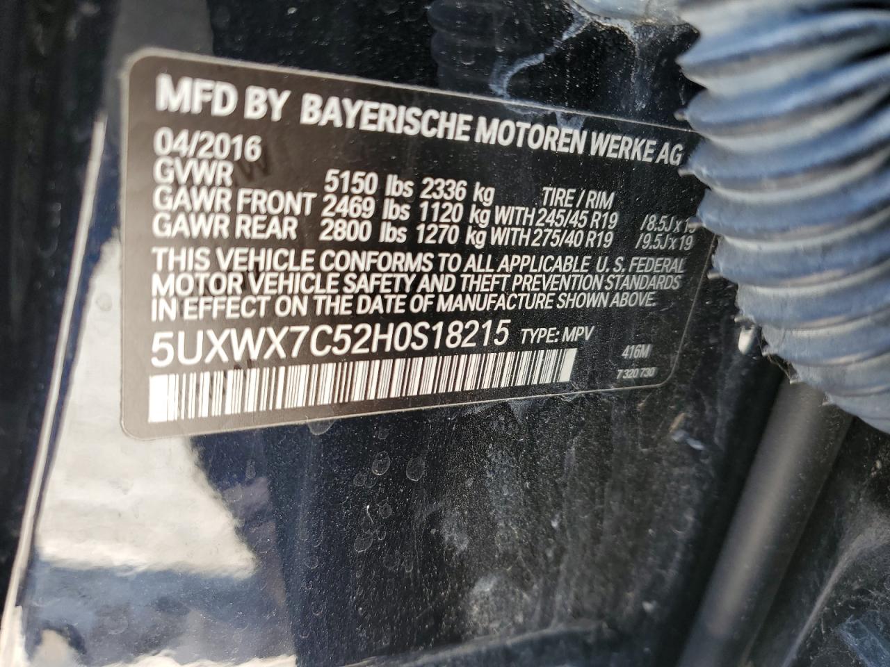 5UXWX7C52H0S18215 2017 BMW X3 xDrive35I