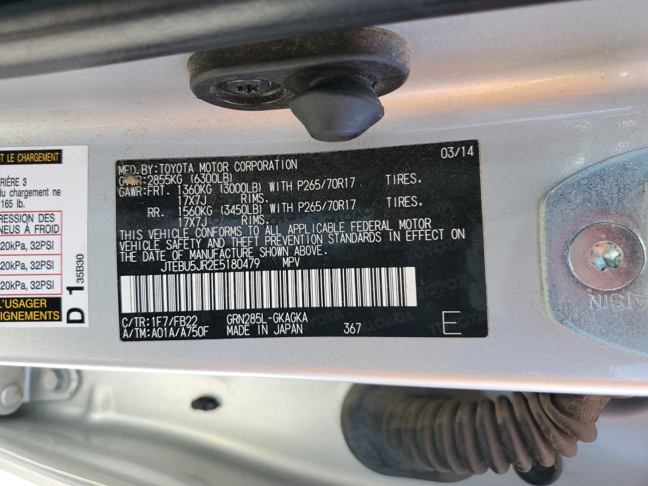 JTEBU5JR2E5180479 2014 Toyota 4Runner Sr5