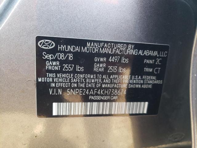 2019 Hyundai Sonata Se VIN: 5NPE24AF4KH738674 Lot: 54186164