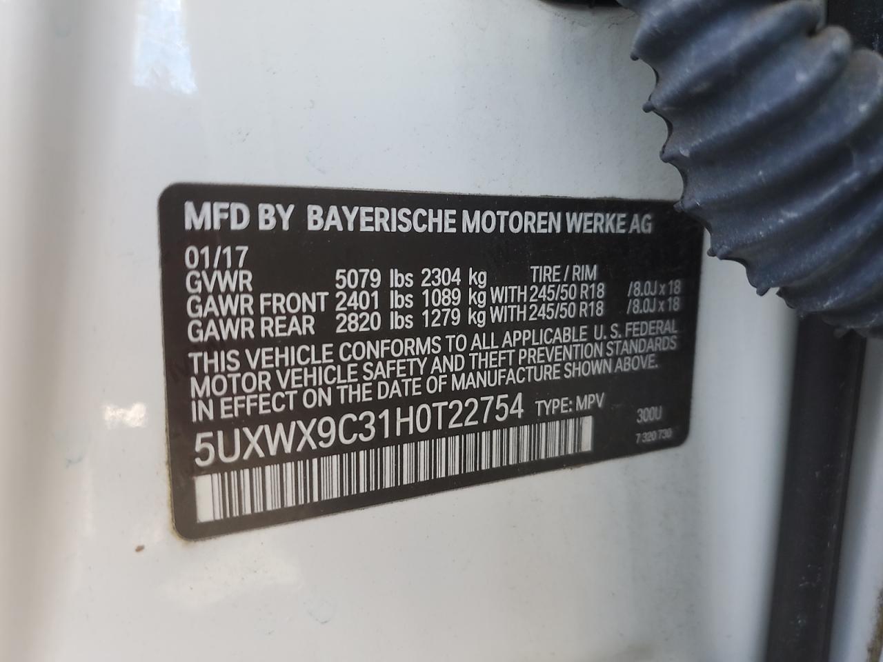 5UXWX9C31H0T22754 2017 BMW X3 xDrive28I