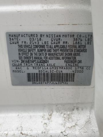 2018 Nissan Sentra S VIN: 3N1AB7AP7JL633931 Lot: 53871244