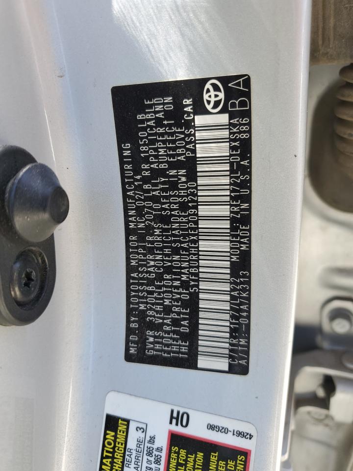 5YFBURHEXEP091230 2014 Toyota Corolla L