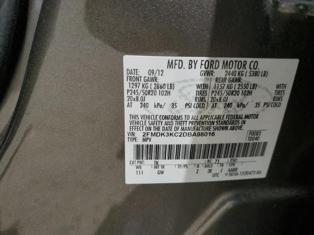 2013 Ford Edge Limited VIN: 2FMDK3KC2DBA98016 Lot: 55738644