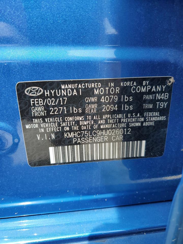 KMHC75LC9HU026012 2017 Hyundai Ioniq Sel