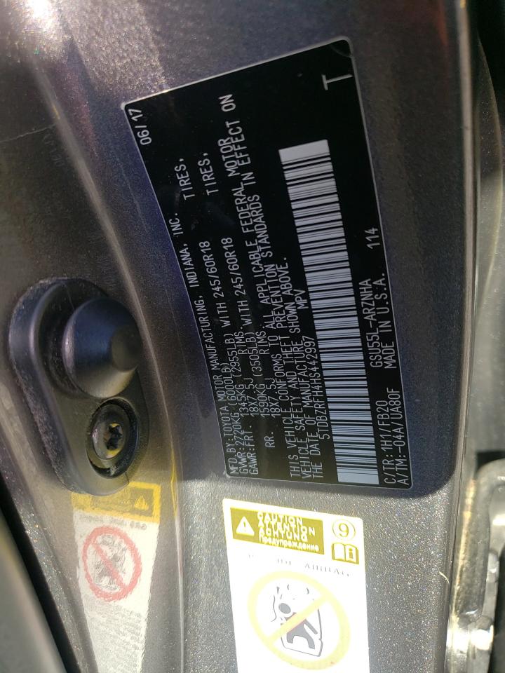 5TDBZRFH4HS442997 2017 Toyota Highlander Le