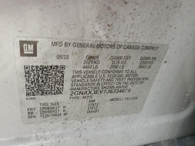 2018 Chevrolet Equinox Lt VIN: 2GNAXJEV7J6334679 Lot: 56163764