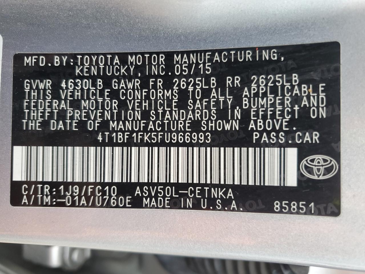 4T1BF1FK5FU966993 2015 Toyota Camry Le