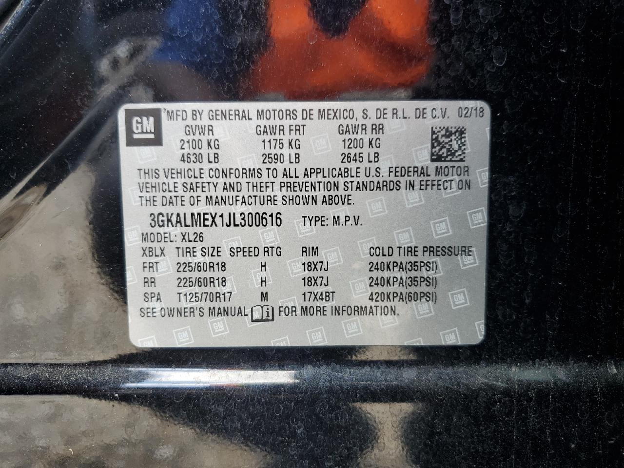 3GKALMEX1JL300616 2018 GMC Terrain Sle