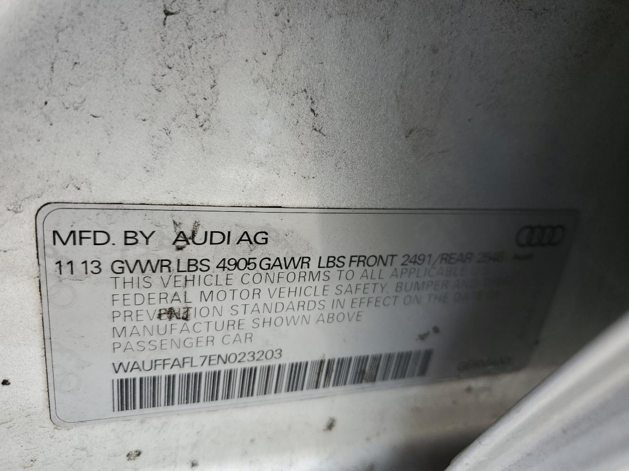 WAUFFAFL7EN023203 2014 Audi A4 Premium Plus