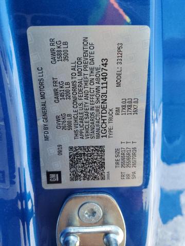 2020 Chevrolet Colorado Z71 VIN: 1GCHTDEN3L1140743 Lot: 54781554